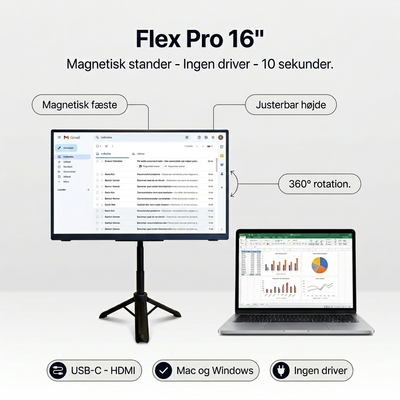 Kannettava Flex Pro -näyttö – 16" + jalusta