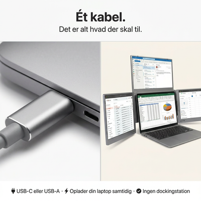 Alu Pro  Bærbar Triple Skærmudvider - 15,6"