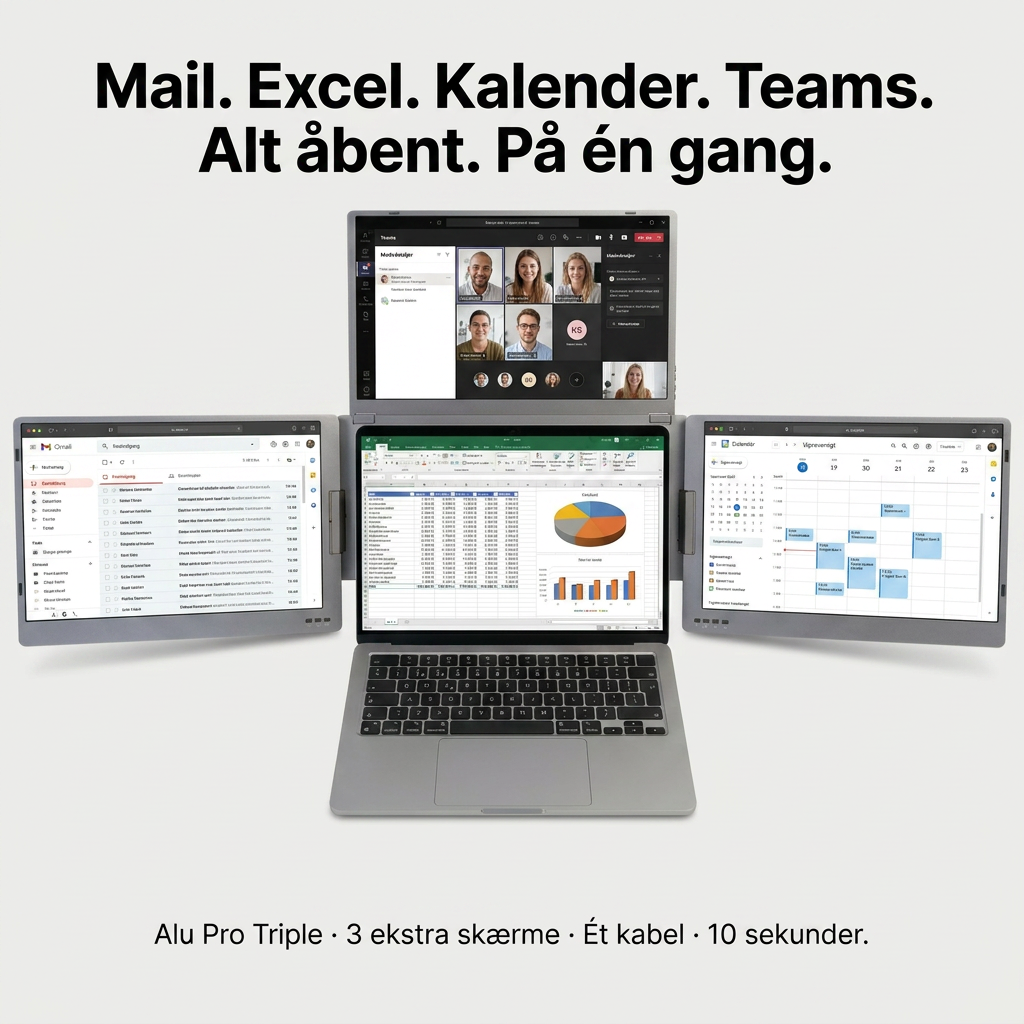 Alu Pro  Bærbar Triple Skærmudvider - 15,6"