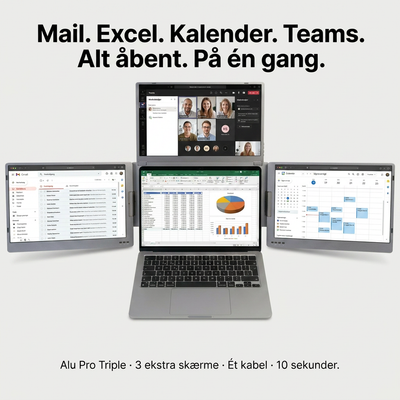 Alu Pro  Bærbar Triple Skærmudvider - 15,6"